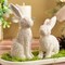 Beige Easter Bunny Decor – Set of 2 Resin Rabbit Figurines with Stone-Look Finish, Vintage Bunnies for Spring Table Centerpiece, Rustic Farmhouse Home, Mantel & Shelf Décor